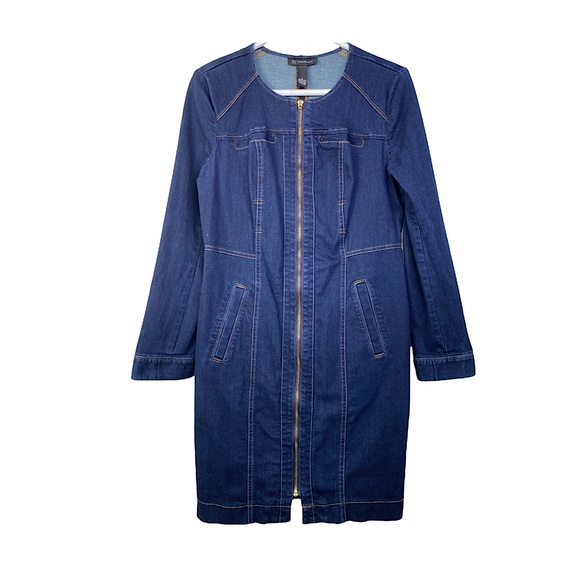 INC International Concepts Dresses & Skirts - I.N.C International Concepts Denim Dress Dark Wash Stretch Long Sleeve Zippers M